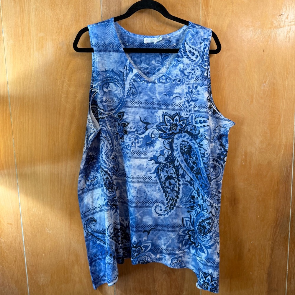 Coastal Bohemian‎ Floral Paisley V-Neck Sleeveless Blouse 2X
